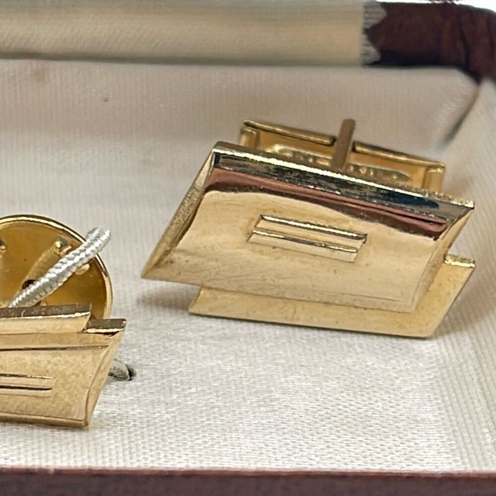 Gentry vintage cufflinks and tie tac in box. - Picture 2 of 7
